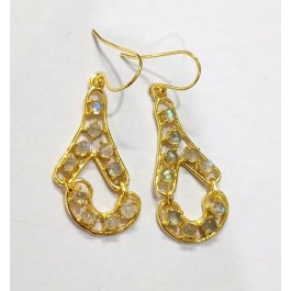 925 Sterling Silver Earrings Fire Labradorite Earrings Gold Plated Earrings